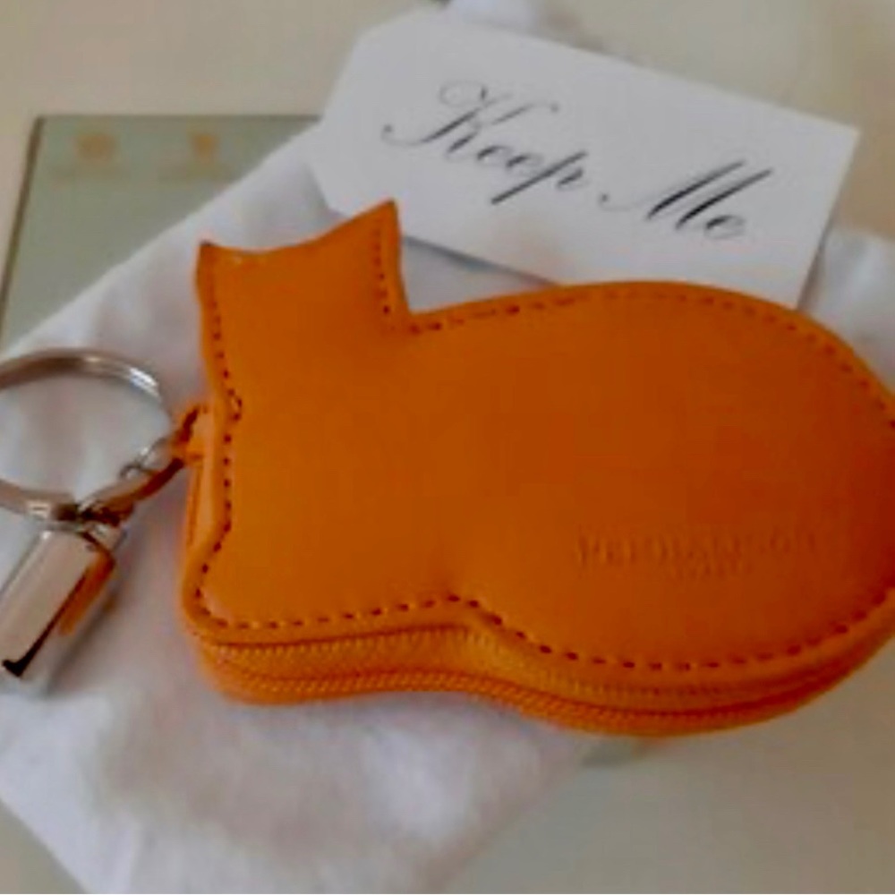 Vintage Penhaligon of London mini key ring & coin purse - orange kitty cat 🐱